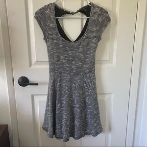 American Eagle Outfitters Navy Blue Short Sleeve Striped Open Back Dress…